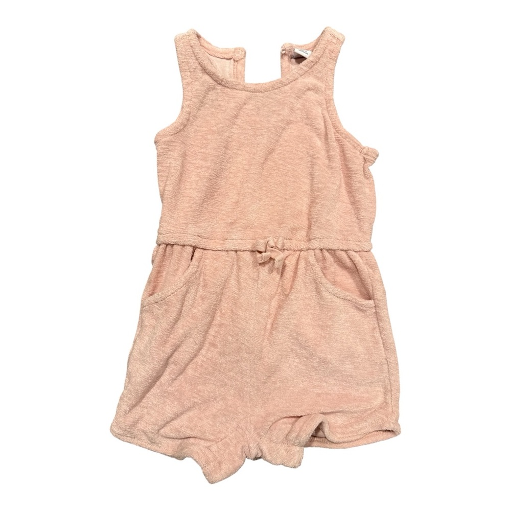 Old Navy Girls' Toddler Sleeveless Loop-Terry Romper Pink Outfit, Size 2T‎
